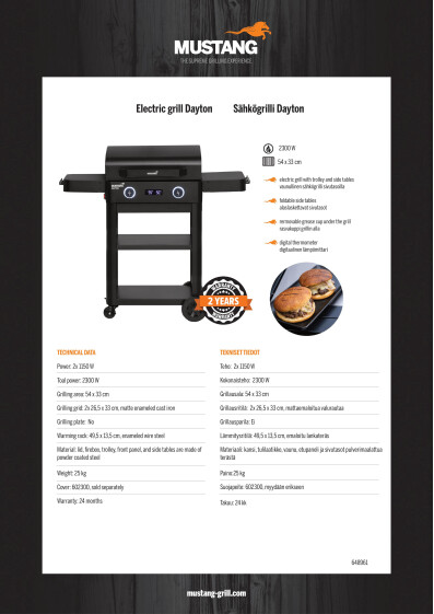 Mustang sahkogrilli Dayton