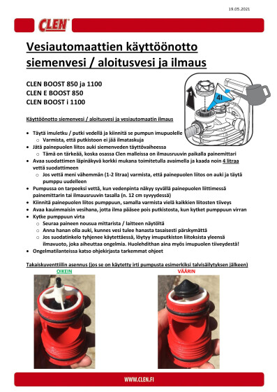 Boost vesiautomaatin kayttoonotto ilmaus